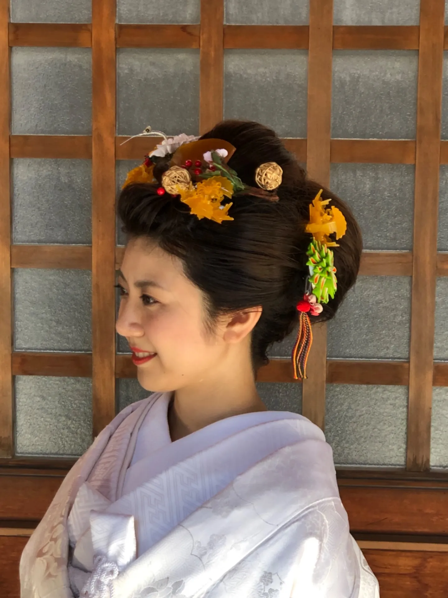 地毛で日本髪を結う